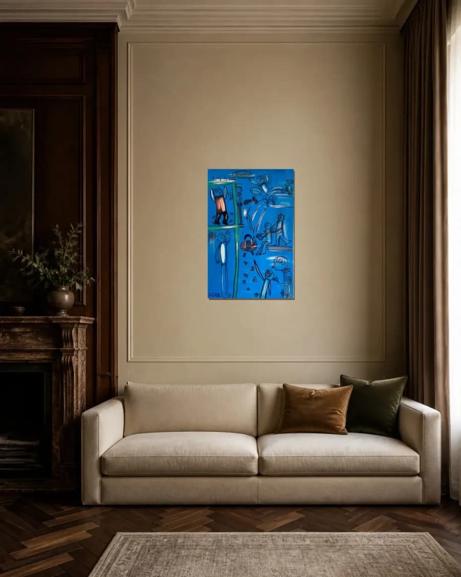 Blue Frame I— The Heist shown in an interior