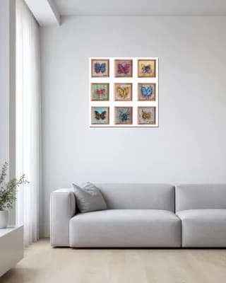 Nine Butterflies shown in Minimalist Living Room