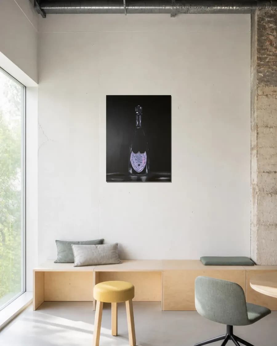 Dom Pérognon Rosé Vintage 2003 shown in an interior